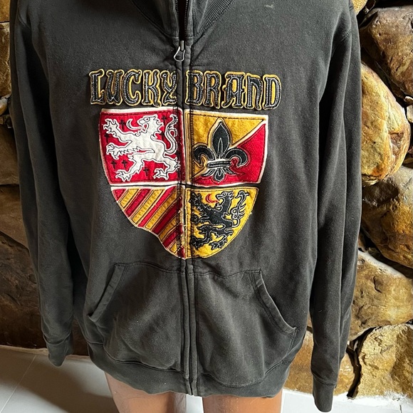 Lucky Brand Vintage Inspired Full Zip Hoodie Embroidered Sweatshirt Jacket - Picture 8 of 10